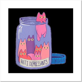 Cat Antidepressants Funny Cat Lover Kitty Mom Posters and Art